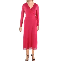 Faux Wrap Office Midi Dress
