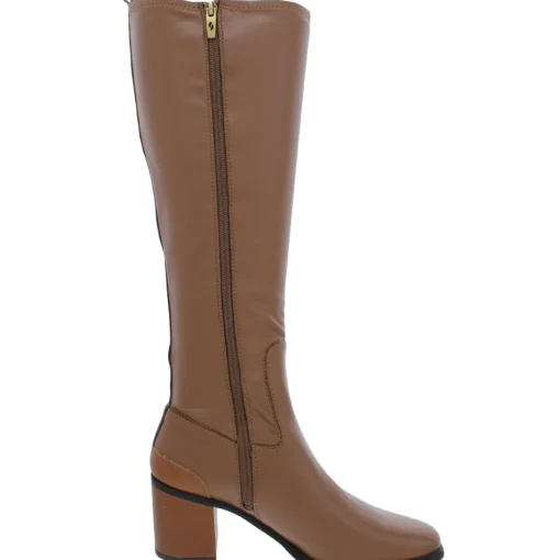 Figaro Leather Square Toe Knee-High Boots