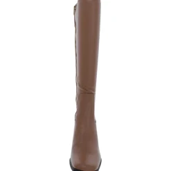 Figaro Leather Square Toe Knee-High Boots