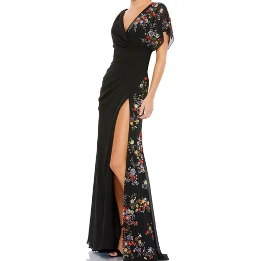 Floral Embellished Evening Dress