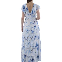 Full Length Floral Print Evening Dress