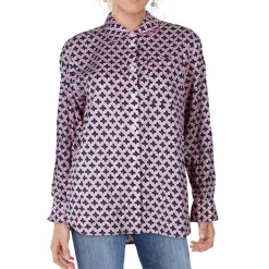 Geometric Long Sleeve Button-Down Top