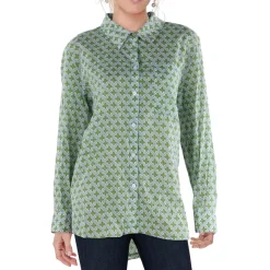 Geometric Long Sleeve Button-Down Top