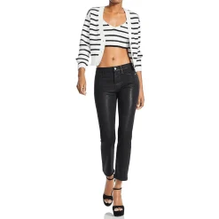 High Rise Coated Straight Leg Jeans