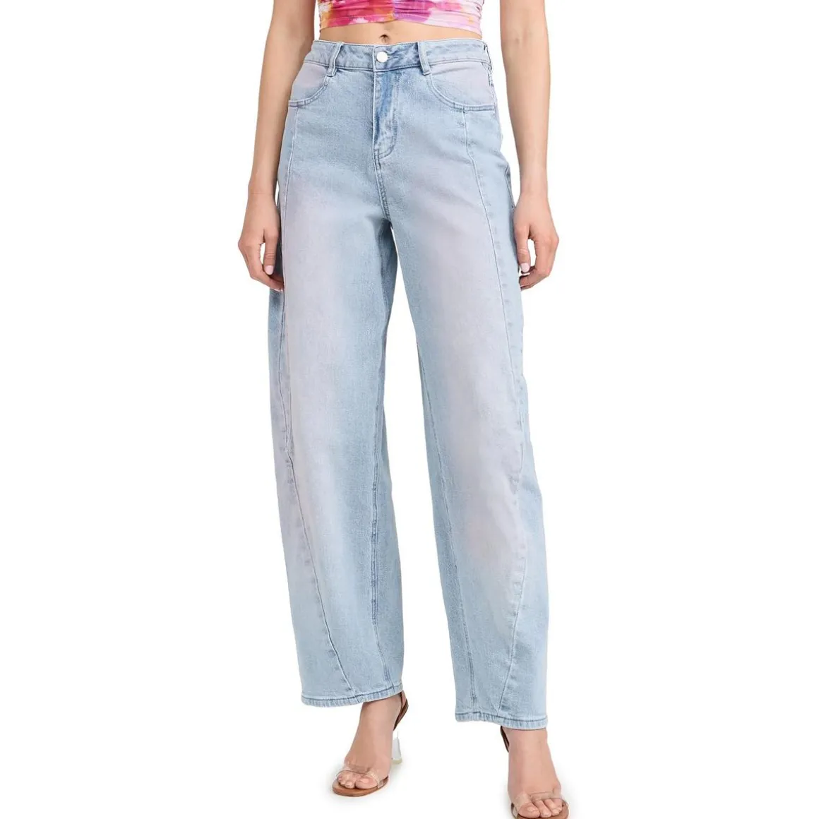 High Rise Seamed Barrel Jeans High-Waisted Jeans