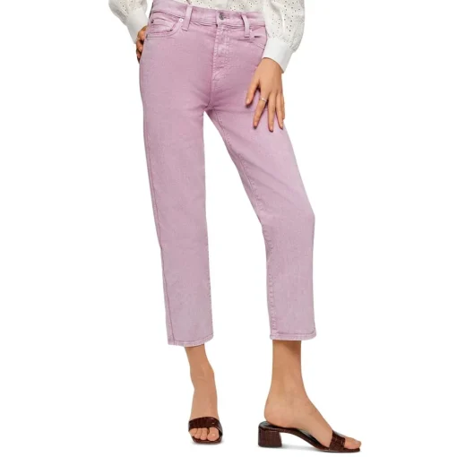 High Waist Cropped Straight Leg Jeans