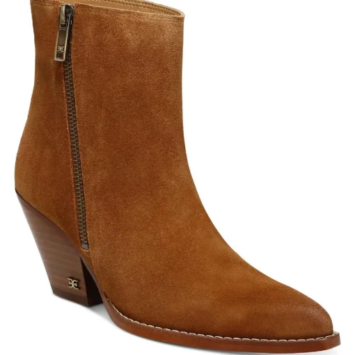 Jane Block Heel Pointed Toe Ankle Boots