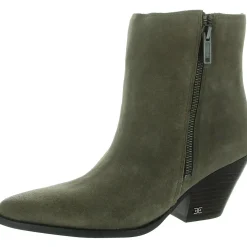 Jane Block Heel Pointed Toe Ankle Boots