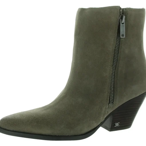 Jane Block Heel Pointed Toe Ankle Boots