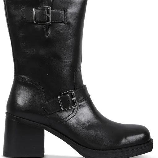 Janice Leather Solid Mid-Calf Boots