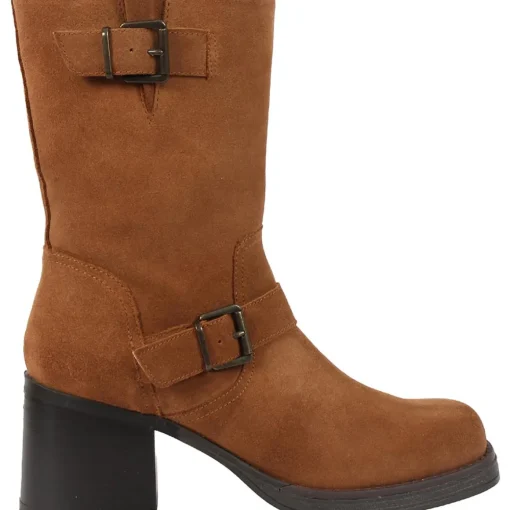 Janice Leather Solid Mid-Calf Boots
