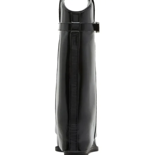Joe Buckle Faux Leather Wedge Boots