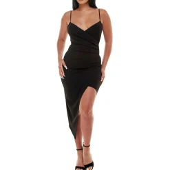 Juniors Crepe Asymmetrical Bodycon Dress