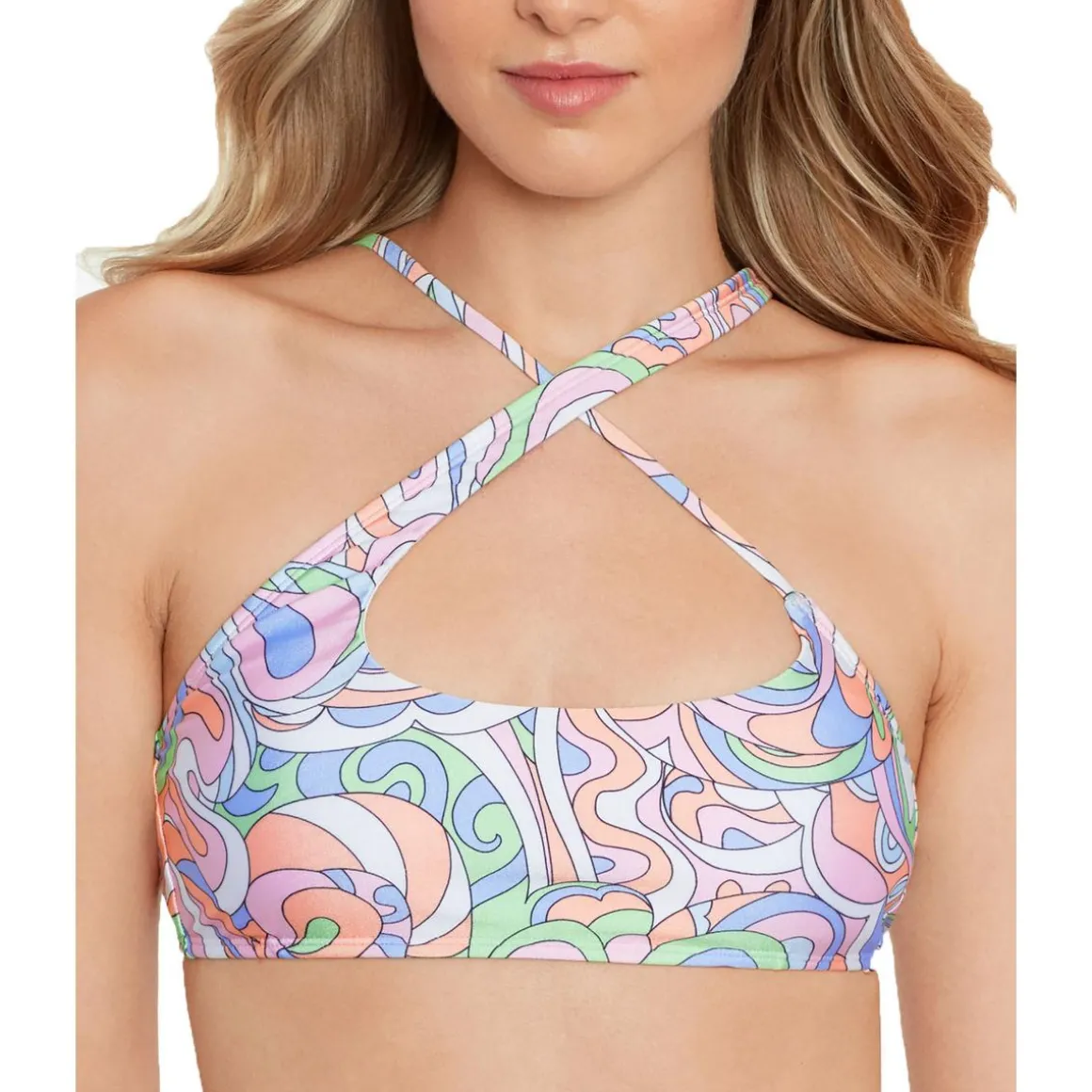 Juniors Criss-Cross Printed Bikini Swim top