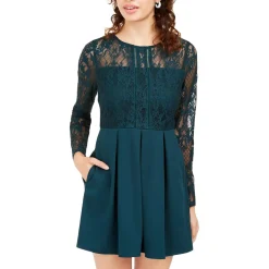 Juniors Mini Lace Fit & Flare Dress