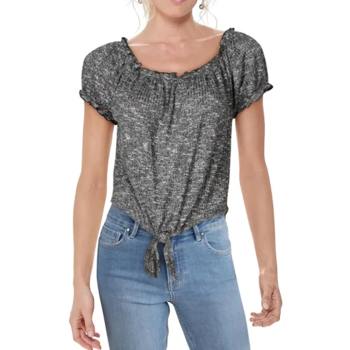 Juniors Off-The-Shoulder Heathered Top