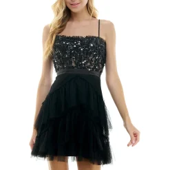 Juniors Paillettes Mini Fit & Flare Dress