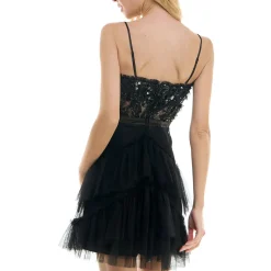 Juniors Paillettes Mini Fit & Flare Dress