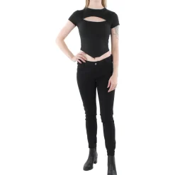 Juniors Ribbed Cut-Out Pullover Top