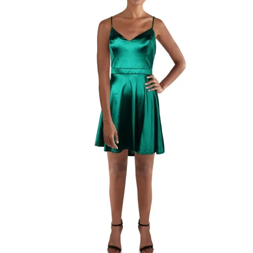 Juniors Satin Flare Mini Dress