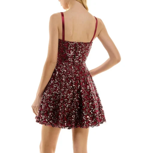 Juniors Sequined Mini Fit & Flare Dress