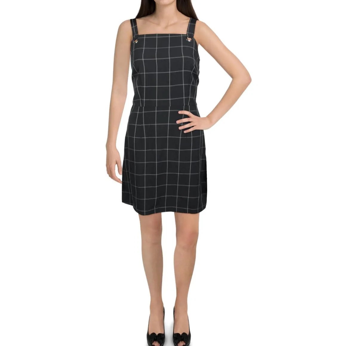 Juniors Window Pane Short Mini Dress