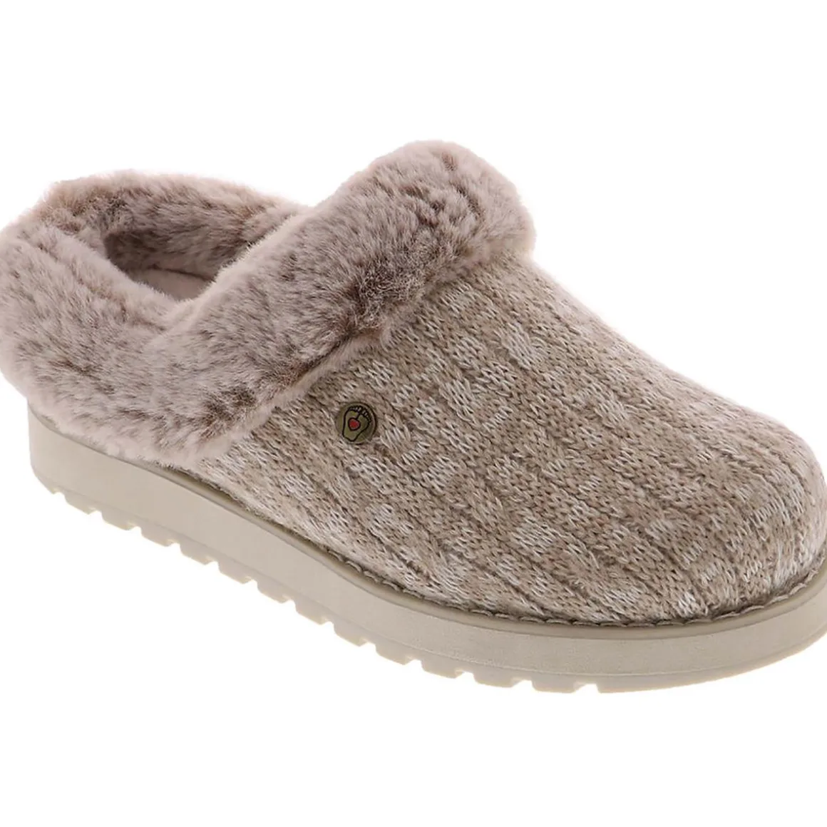 Keepsakes Ice Angel Cable Knit Faux Fur Clog Slippers