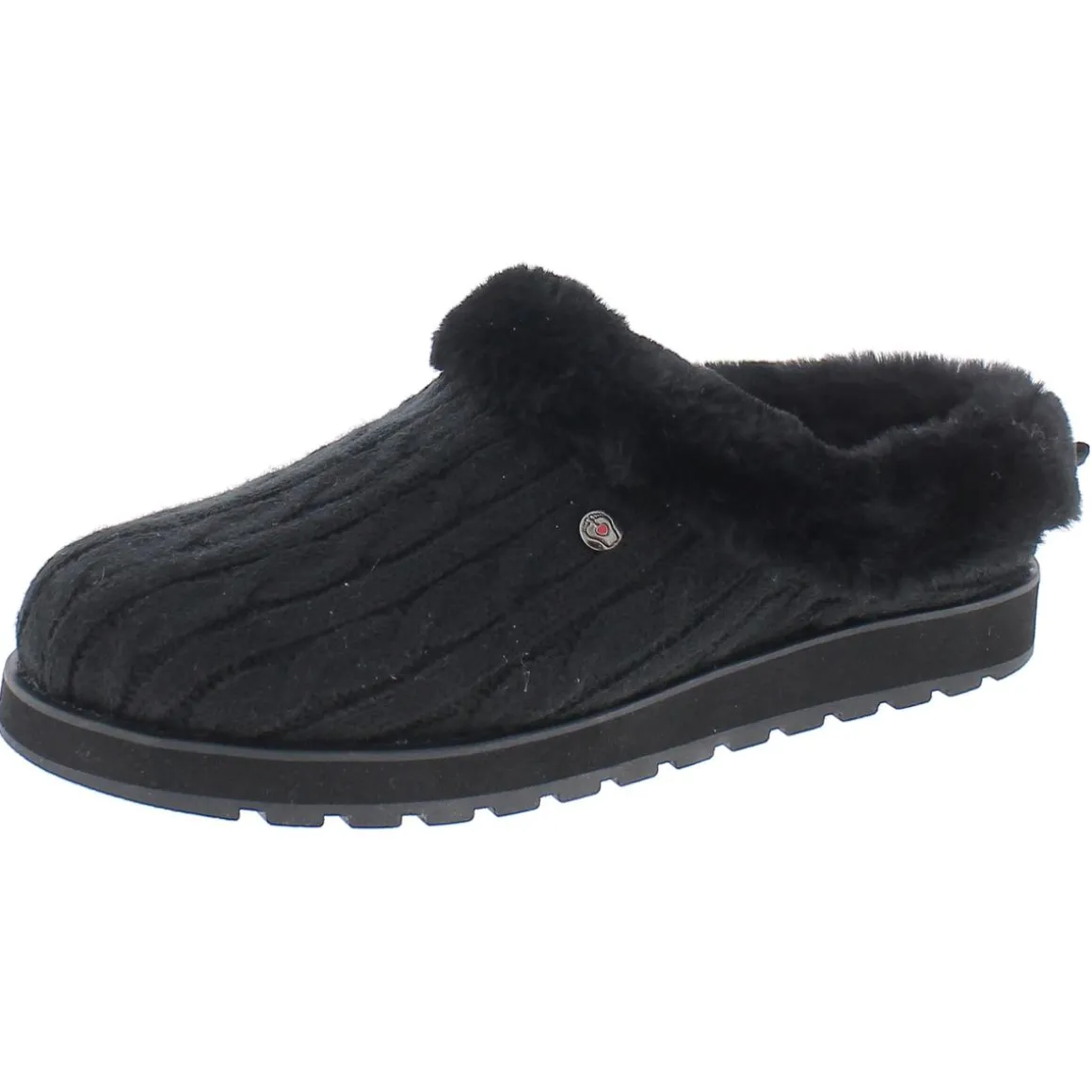 Keepsakes Ice Angel Cable Knit Faux Fur Clog Slippers