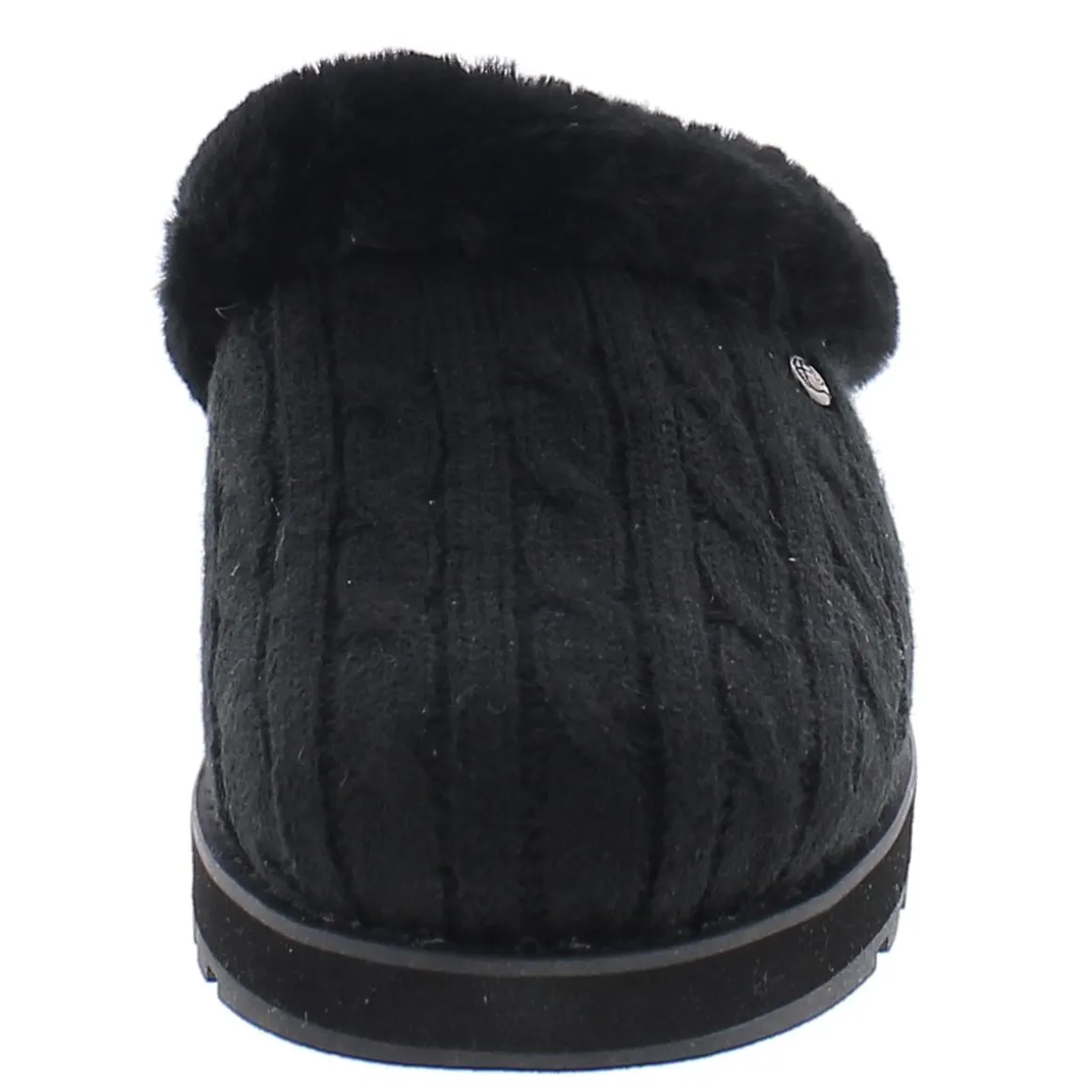 Keepsakes Ice Angel Cable Knit Faux Fur Clog Slippers