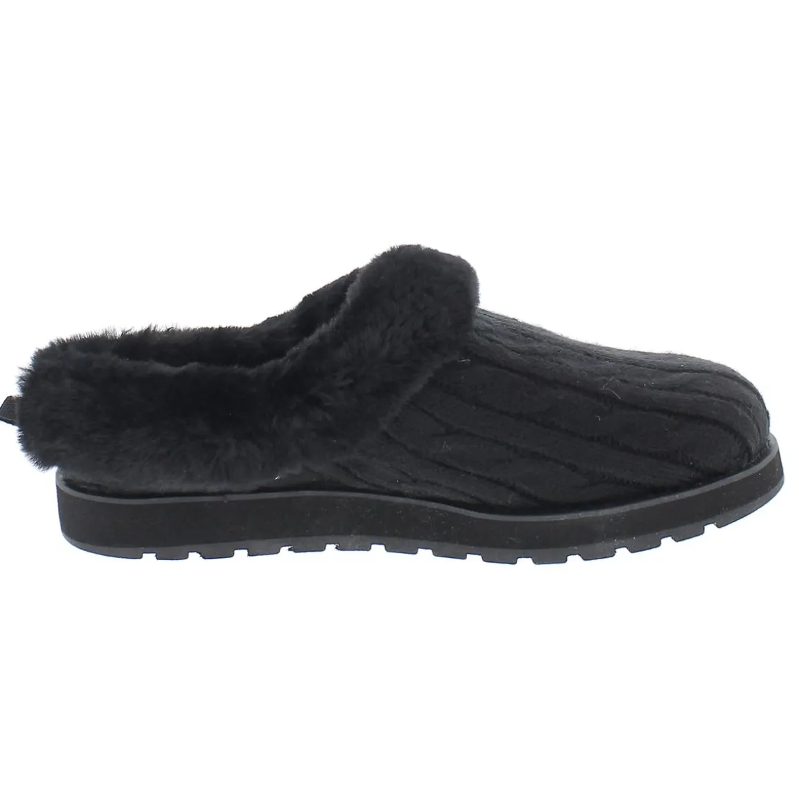 Keepsakes Ice Angel Cable Knit Faux Fur Clog Slippers