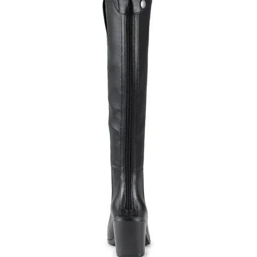 Kiara Block Heel Faux Leather Knee-High Boots