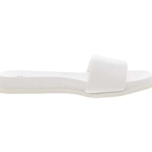 Kudos Solid Faux Leather Slide Sandals
