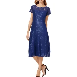 Lace Sequined Midi Dress