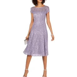 Lace Sequined Midi Dress