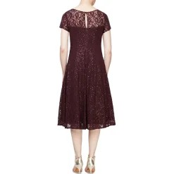 Lace Sequined Midi Dress