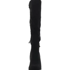 Lace-Up Faux Suede Knee-High Boots