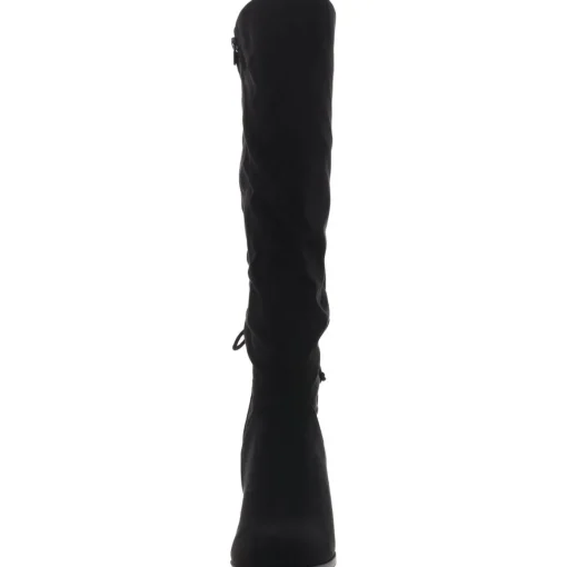 Lace-Up Faux Suede Knee-High Boots