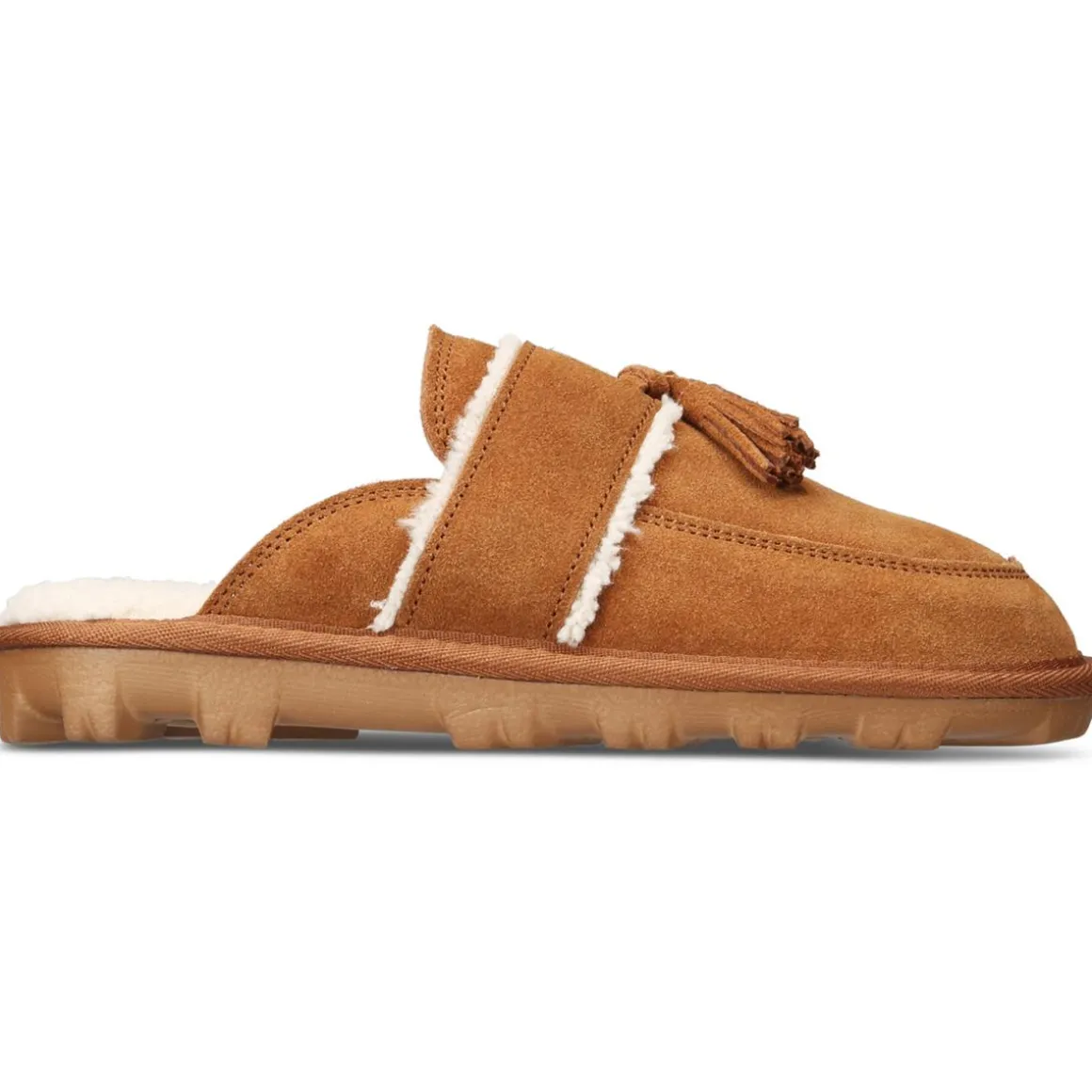 Laneyy Faux Fur Lined Leather Slide Slippers