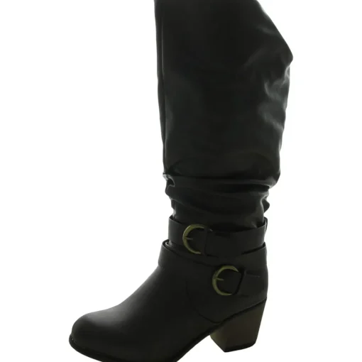Late Faux Leather Slouchy Knee-High Boots