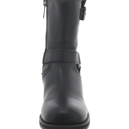 Leather Block Heel Ankle Boots