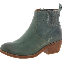 Leather Round Toe Ankle Boots
