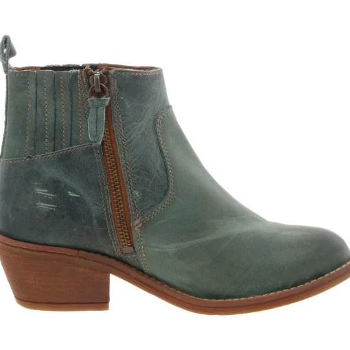 Leather Round Toe Ankle Boots