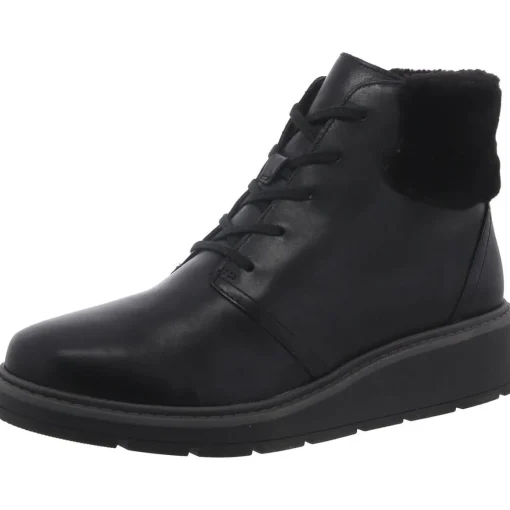 Leighly Lace Leather Faux Fur Trim Ankle Boots