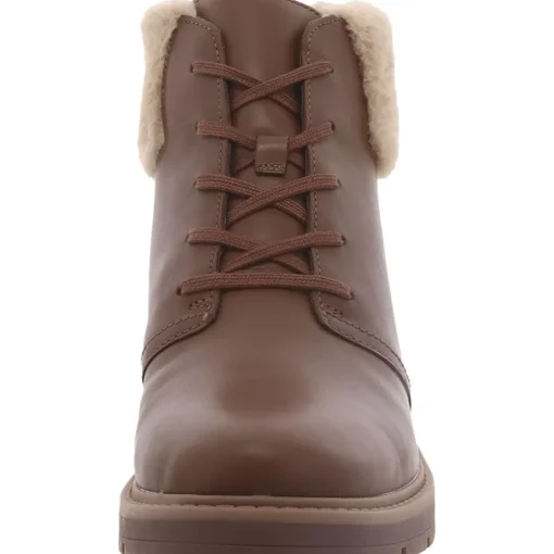 Leighly Lace Leather Faux Fur Trim Ankle Boots