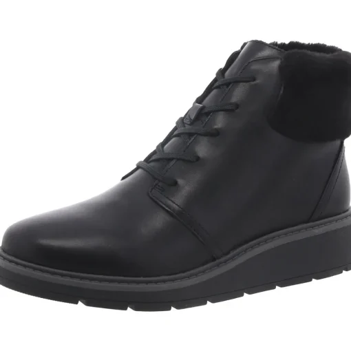 Leighly Lace Leather Faux Fur Trim Ankle Boots