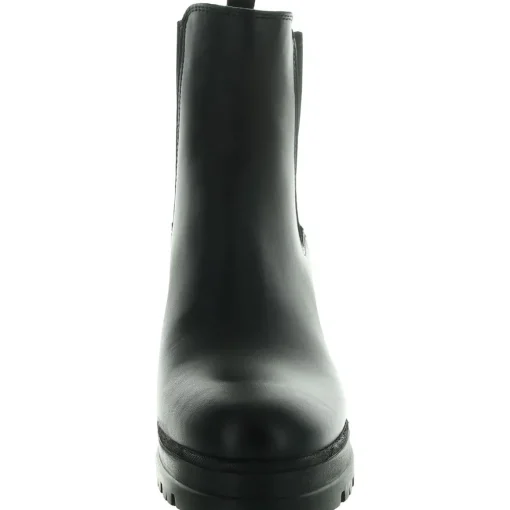Lugged Sole Faux Leather Ankle Boots
