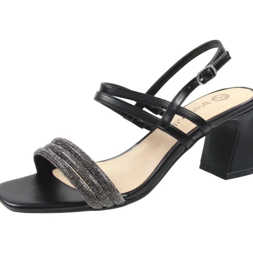 Majesty Faux Leather Rhinestone Slingback Sandals