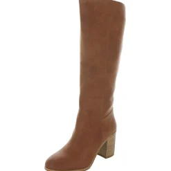 Make An Impact Vegan Croc Stacked Heel Knee-High Boot