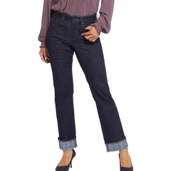 Marilyn Dark Wash Printed Cuff Straight Leg Jeans