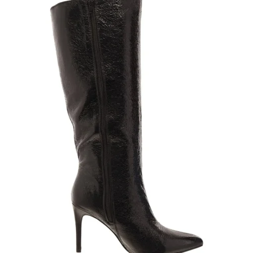 Marysol Faux Leather Crinkle Knee-High Boots